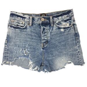 UO BDG Button Fly Jean Cut Off Denim Shorts Ripped High Rise Cheeky Blue Size 26